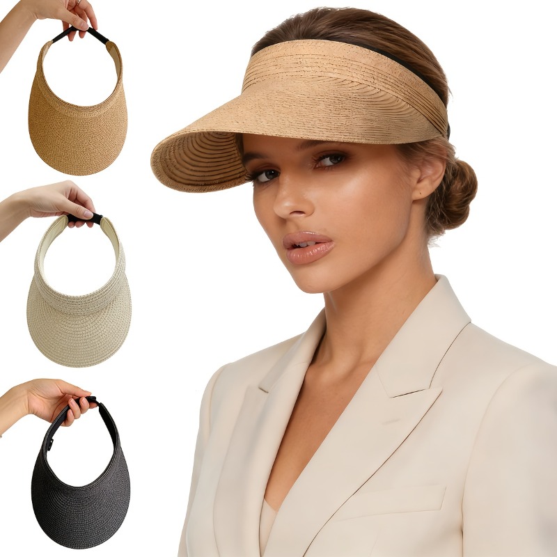 Women'S Golf Accessories - UV Protection Wide Brim Straw Visor