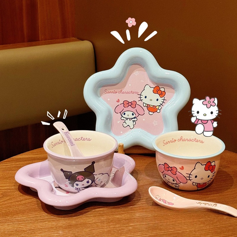 Cartoon Cat Print Ceramic Dinn - Women Kitchen Accessories ulasan dan harga
